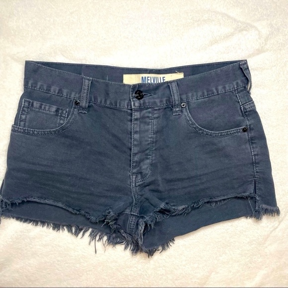 BRANDY MELVILLE Button fly Denim Shorts Size 25 Light Gray Distressed Frayed Hem - Picture 1 of 7